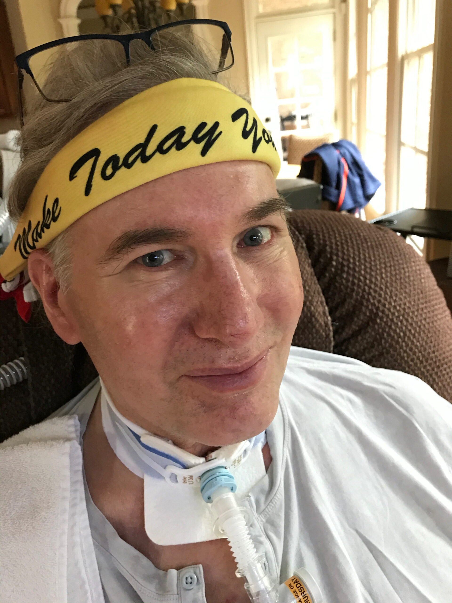 Gary Godfrey in a Make Today Your Best Day headband