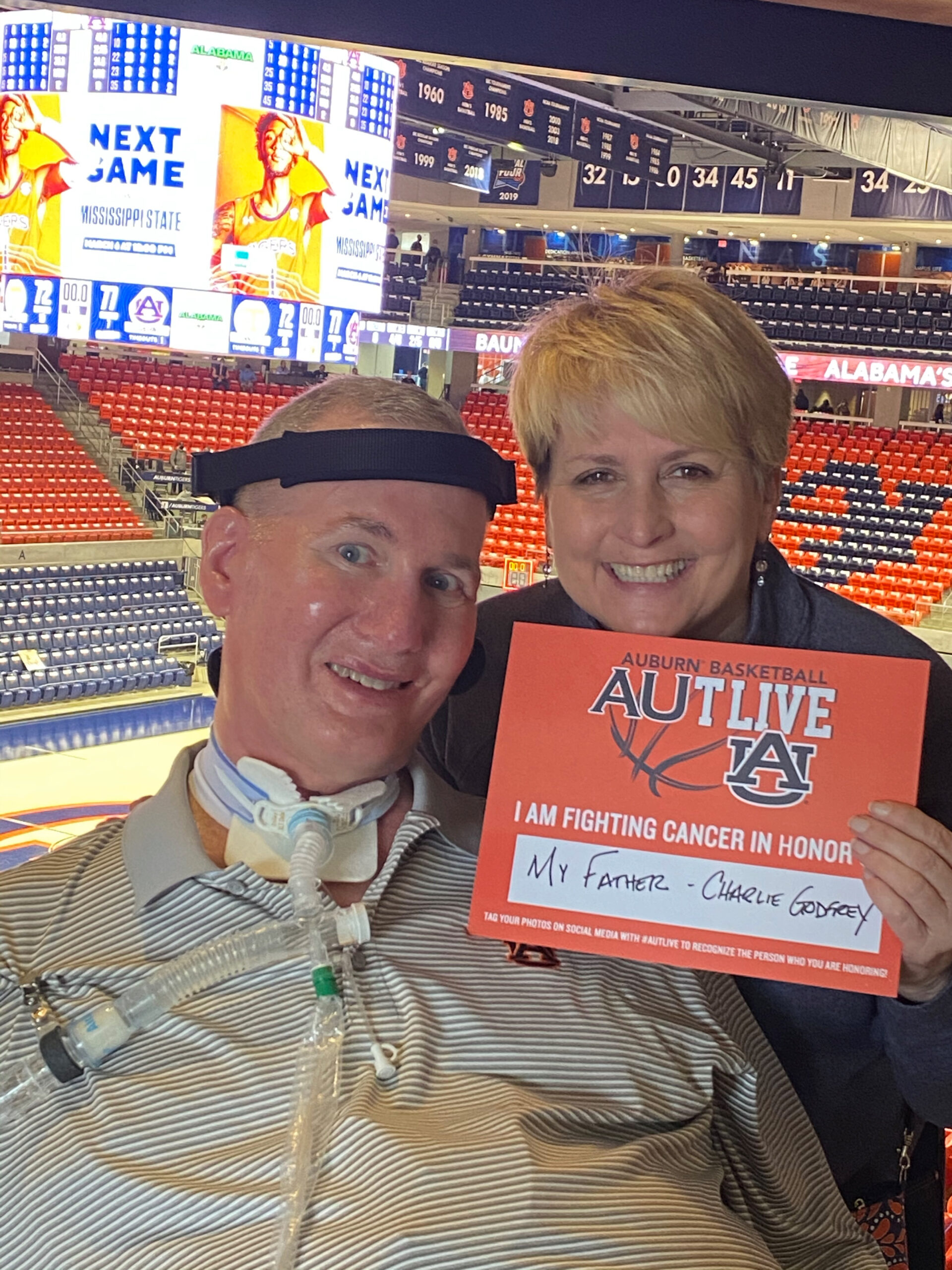 Carol and Gary Godfrey at Auburn Basketball Stadium